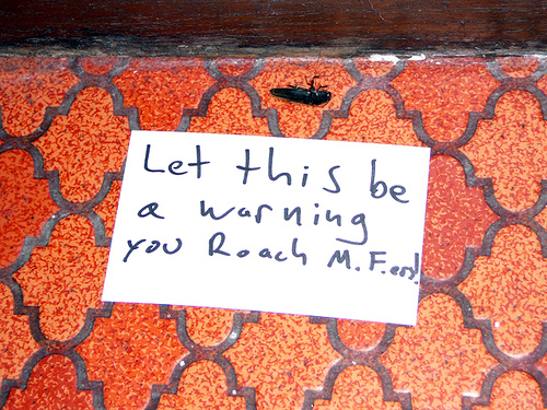 Let this be a warning to you roach M.F.ers! Let this be a warning to you roach M.F.ers!